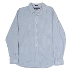 TOMMY HILFIGER Mens Blue Check Shirt L Classic Fit Cotton Casual Long Sleeve