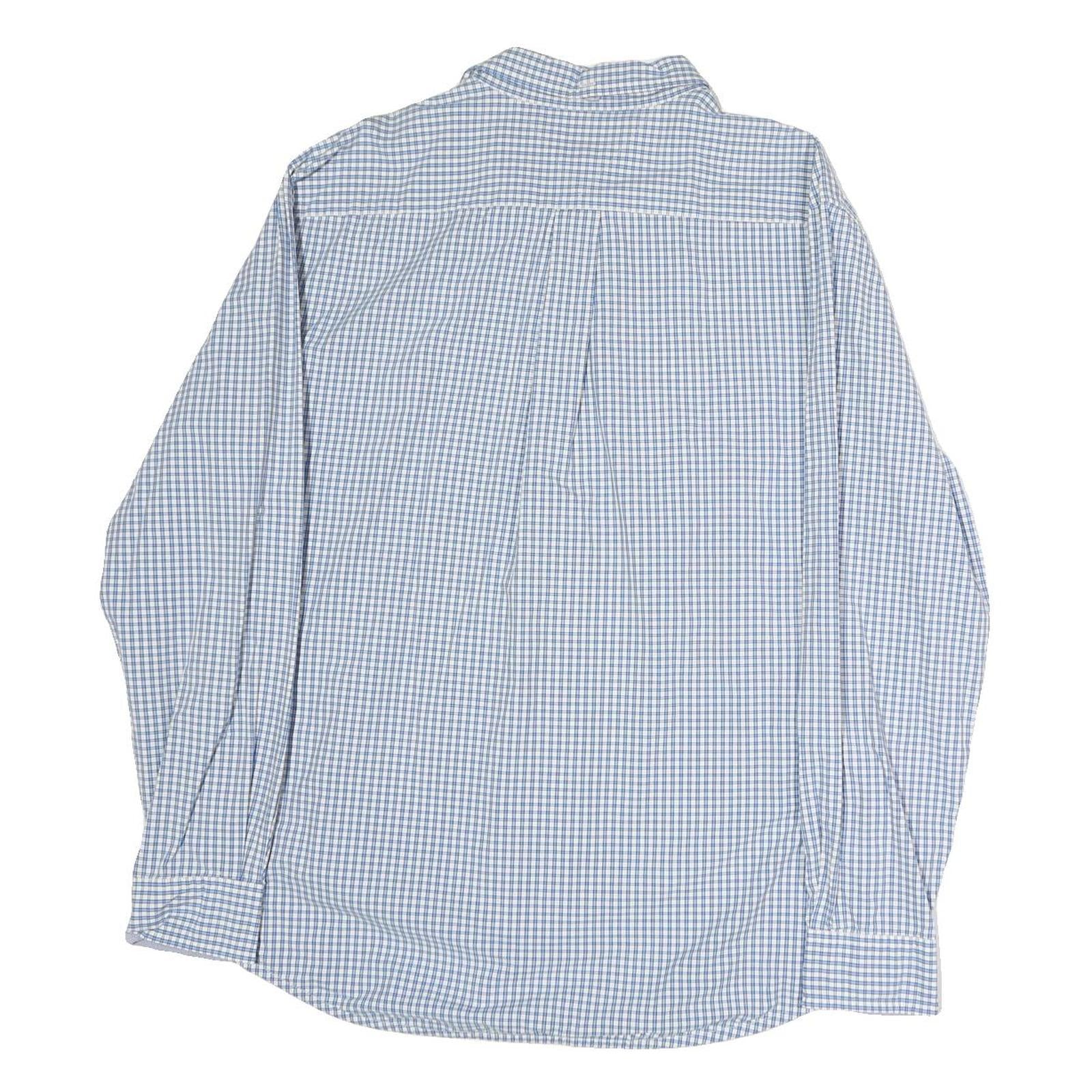 TOMMY HILFIGER Mens Blue Check Shirt L Classic Fit Cotton Casual Long Sleeve