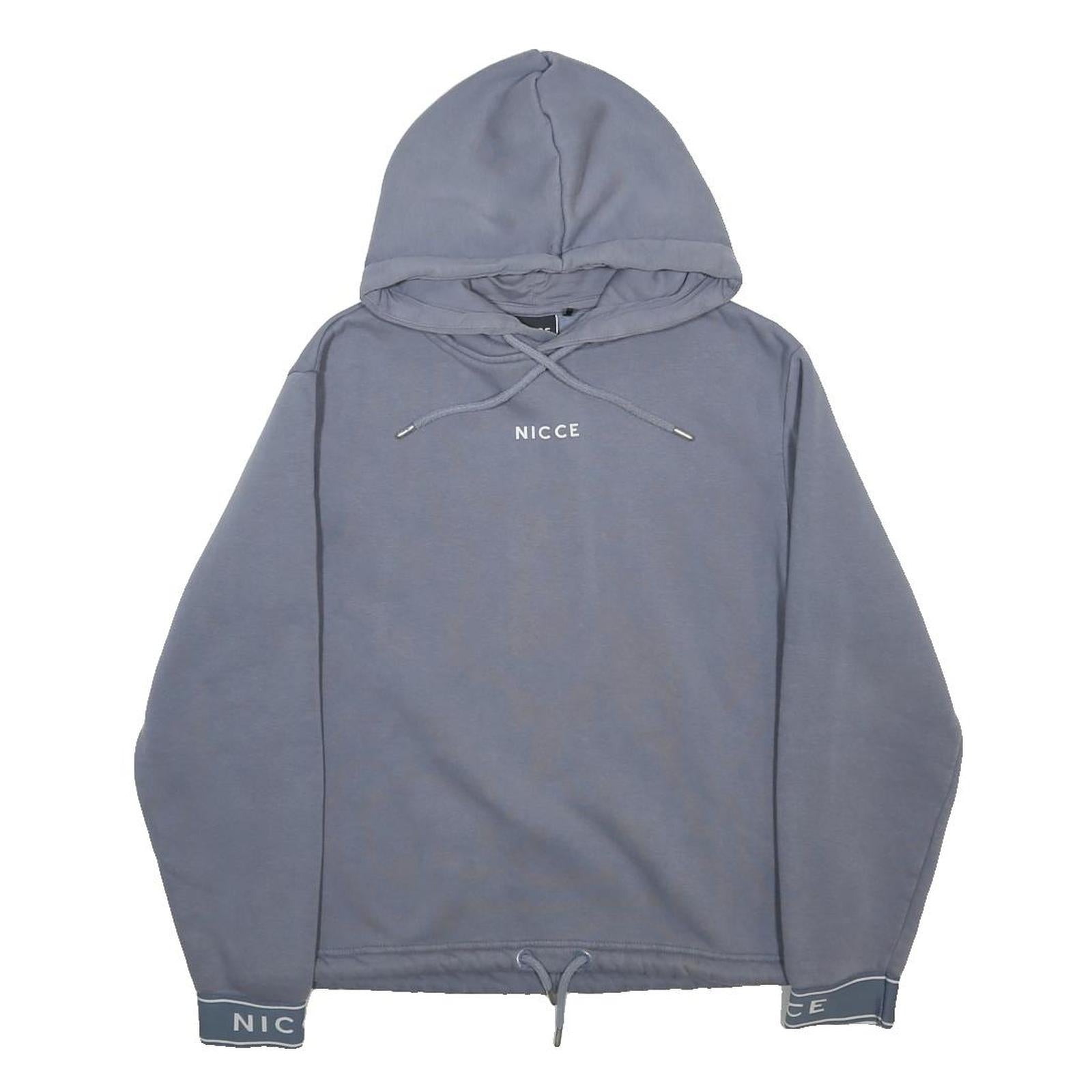 NICCE Womens Grey Hoodie S Cotton Blend Pullover Hooded Sweatshirt Drawstring