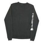 CARHARTT Mens Black Sleeve Logo Long Sleeve Crew Neck T-Shirt S Cotton Blend