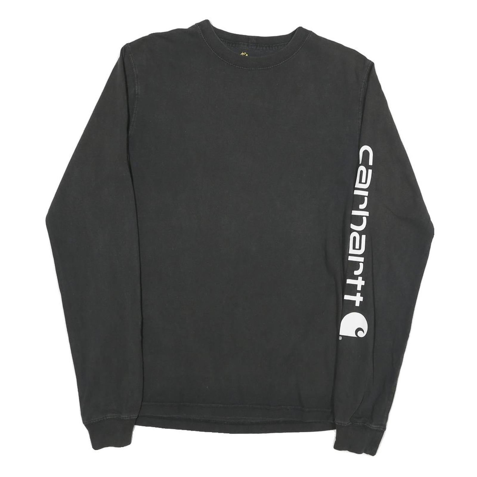 CARHARTT Mens Black Sleeve Logo Long Sleeve Crew Neck T-Shirt S Cotton Blend