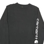 CARHARTT Mens Black Sleeve Logo Long Sleeve Crew Neck T-Shirt S Cotton Blend