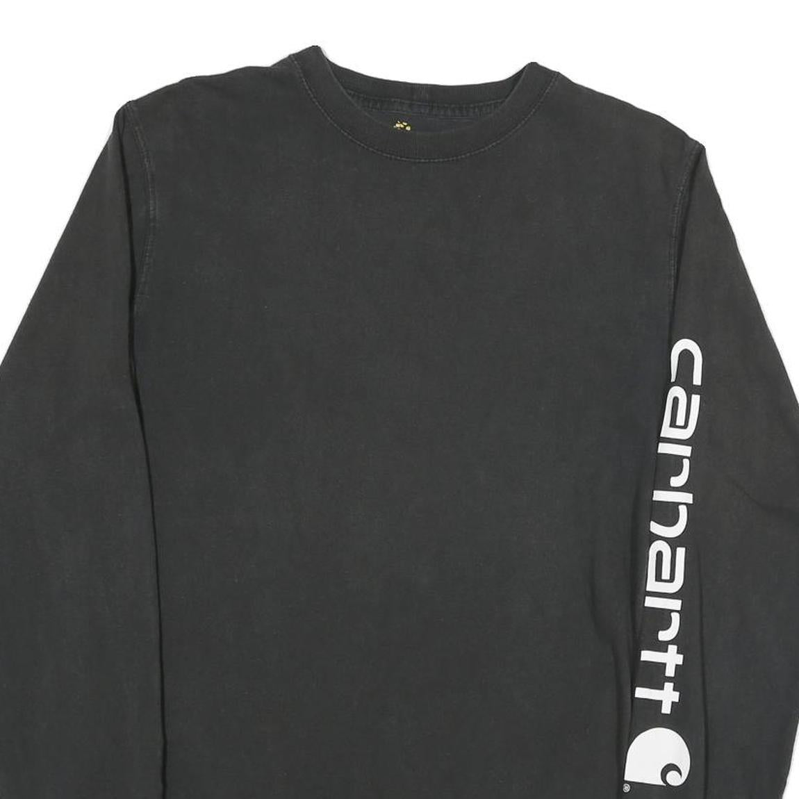 CARHARTT Mens Black Sleeve Logo Long Sleeve Crew Neck T-Shirt S Cotton Blend