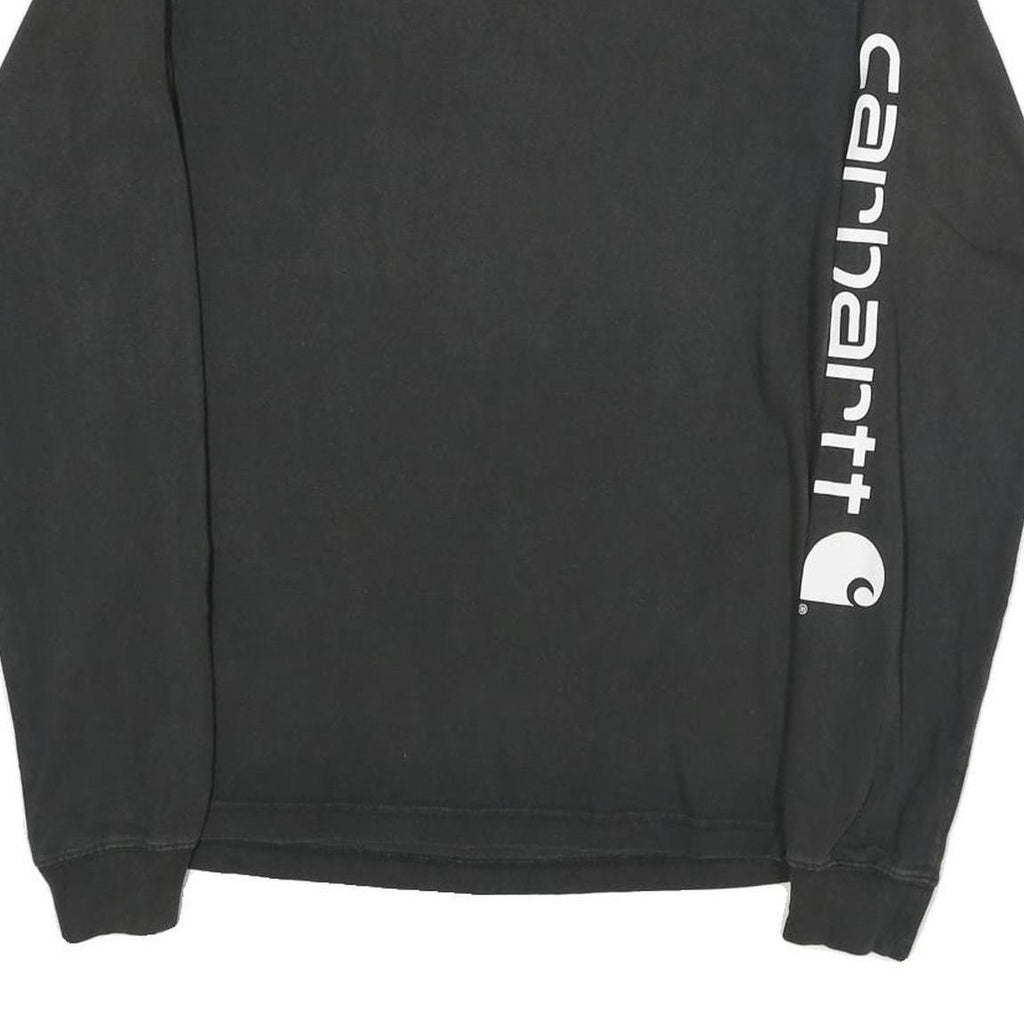 CARHARTT Mens Black Sleeve Logo Long Sleeve Crew Neck T-Shirt S Cotton Blend