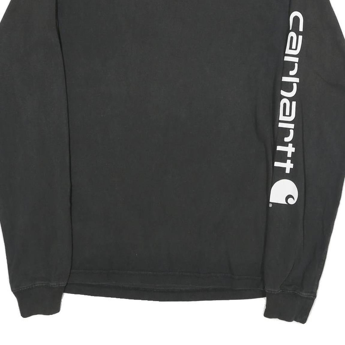 CARHARTT Mens Black Sleeve Logo Long Sleeve Crew Neck T-Shirt S Cotton Blend