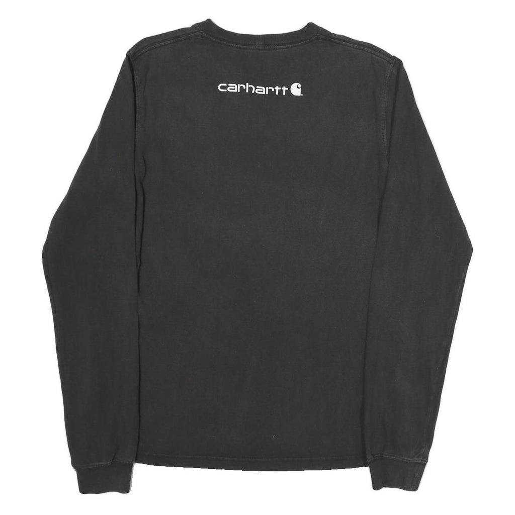 CARHARTT Mens Black Sleeve Logo Long Sleeve Crew Neck T-Shirt S Cotton Blend