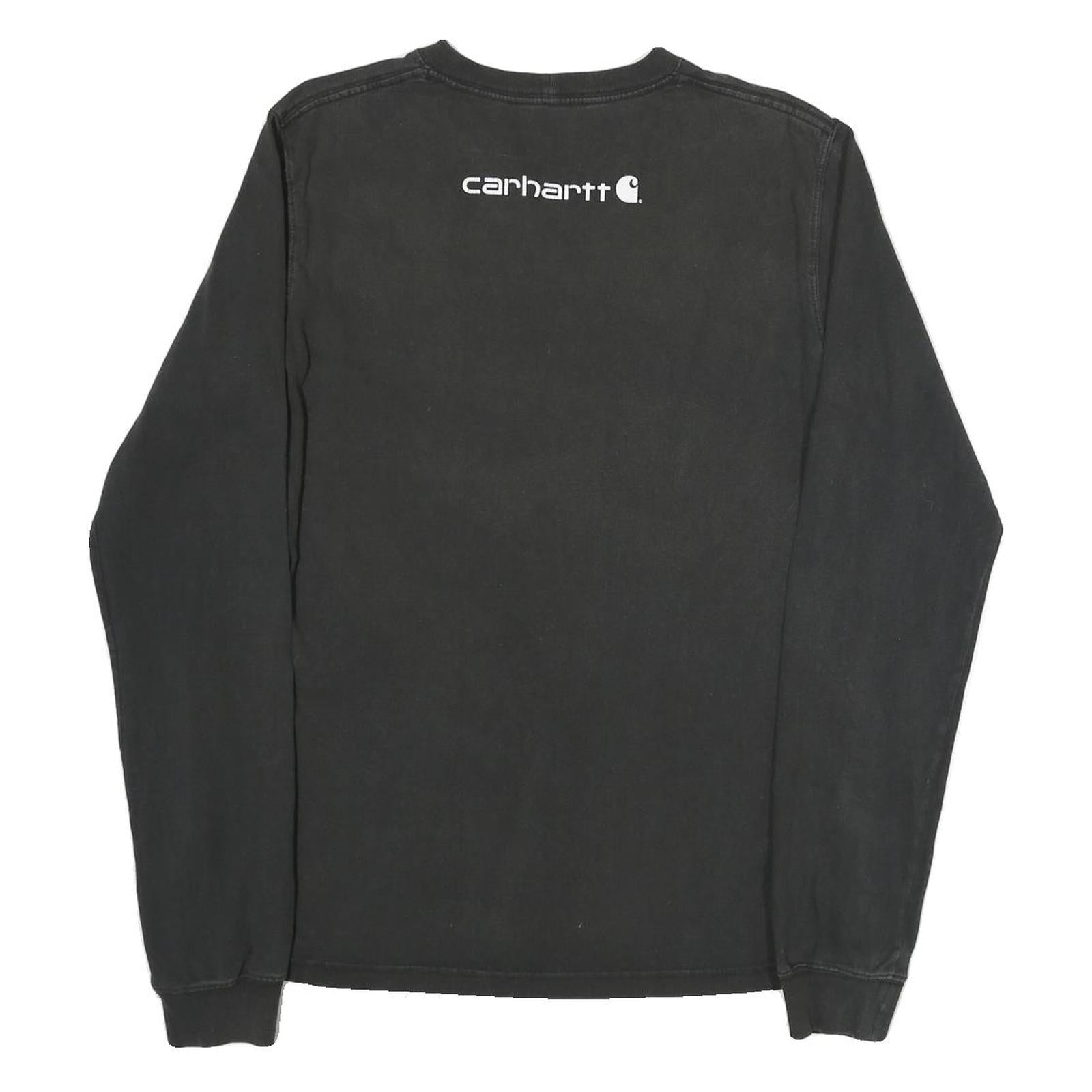 CARHARTT Mens Black Sleeve Logo Long Sleeve Crew Neck T-Shirt S Cotton Blend