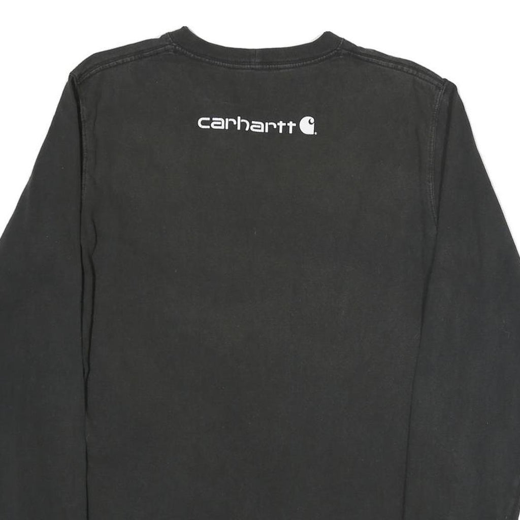 CARHARTT Mens Black Sleeve Logo Long Sleeve Crew Neck T-Shirt S Cotton Blend