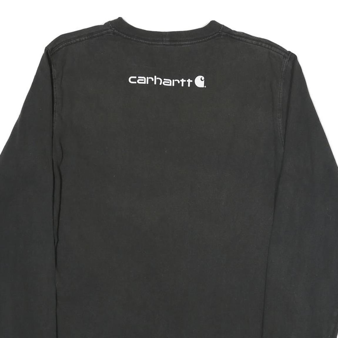 CARHARTT Mens Black Sleeve Logo Long Sleeve Crew Neck T-Shirt S Cotton Blend