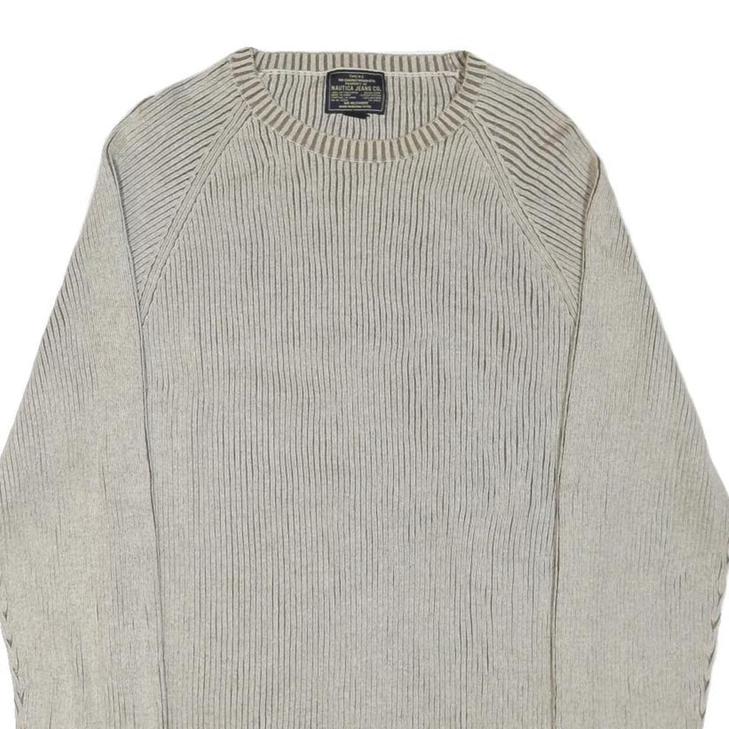 NAUTICA Womens Beige Patterned Jumper Crew Neck Basic Knit L Cotton Blend Casual