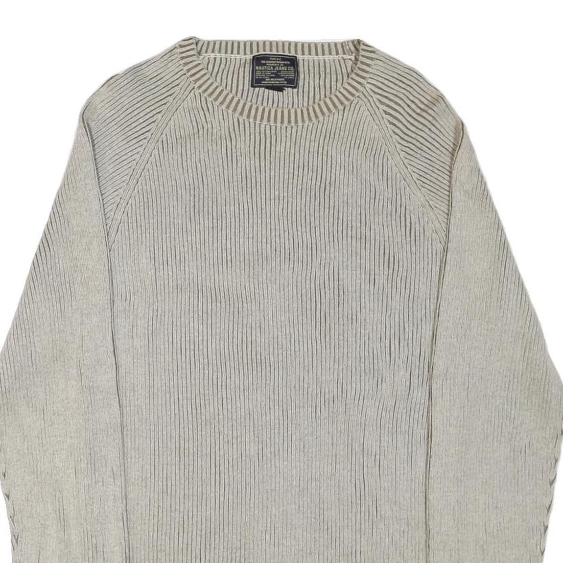 NAUTICA Womens Beige Patterned Jumper Crew Neck Basic Knit L Cotton Blend Casual