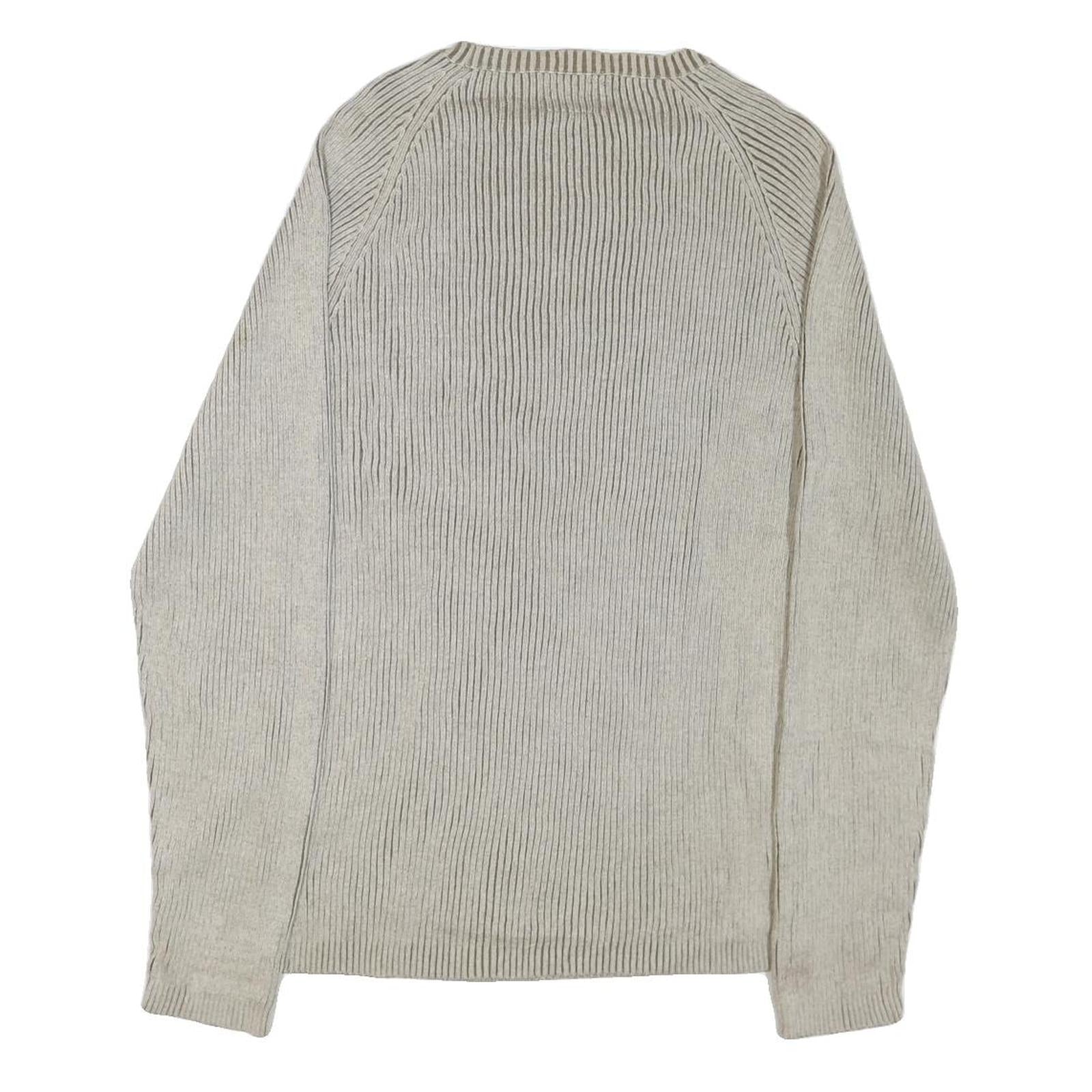 NAUTICA Womens Beige Patterned Jumper Crew Neck Basic Knit L Cotton Blend Casual