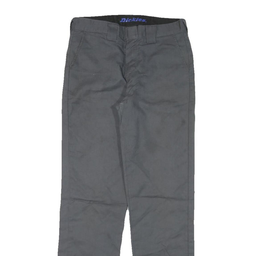 DICKIES Womens Cotton Blend Grey Regular Straight Trousers W26 L29 Workwear