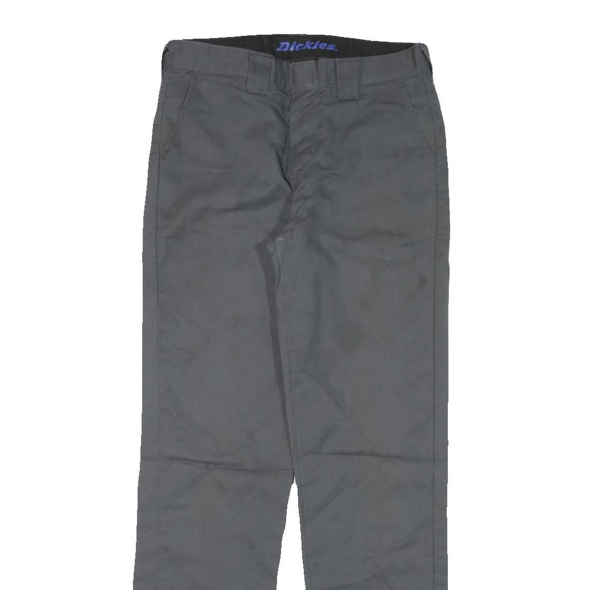 DICKIES Womens Cotton Blend Grey Regular Straight Trousers W26 L29 Workwear