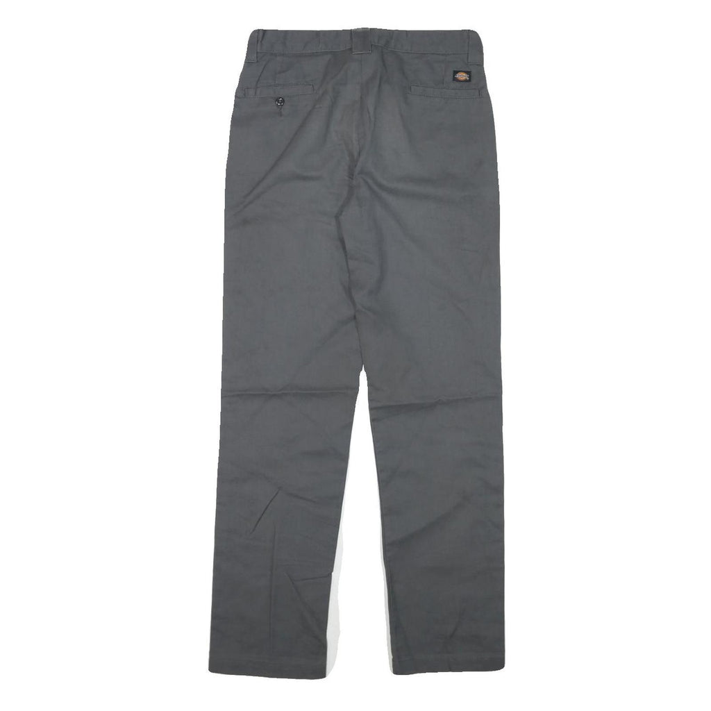DICKIES Womens Cotton Blend Grey Regular Straight Trousers W26 L29 Workwear