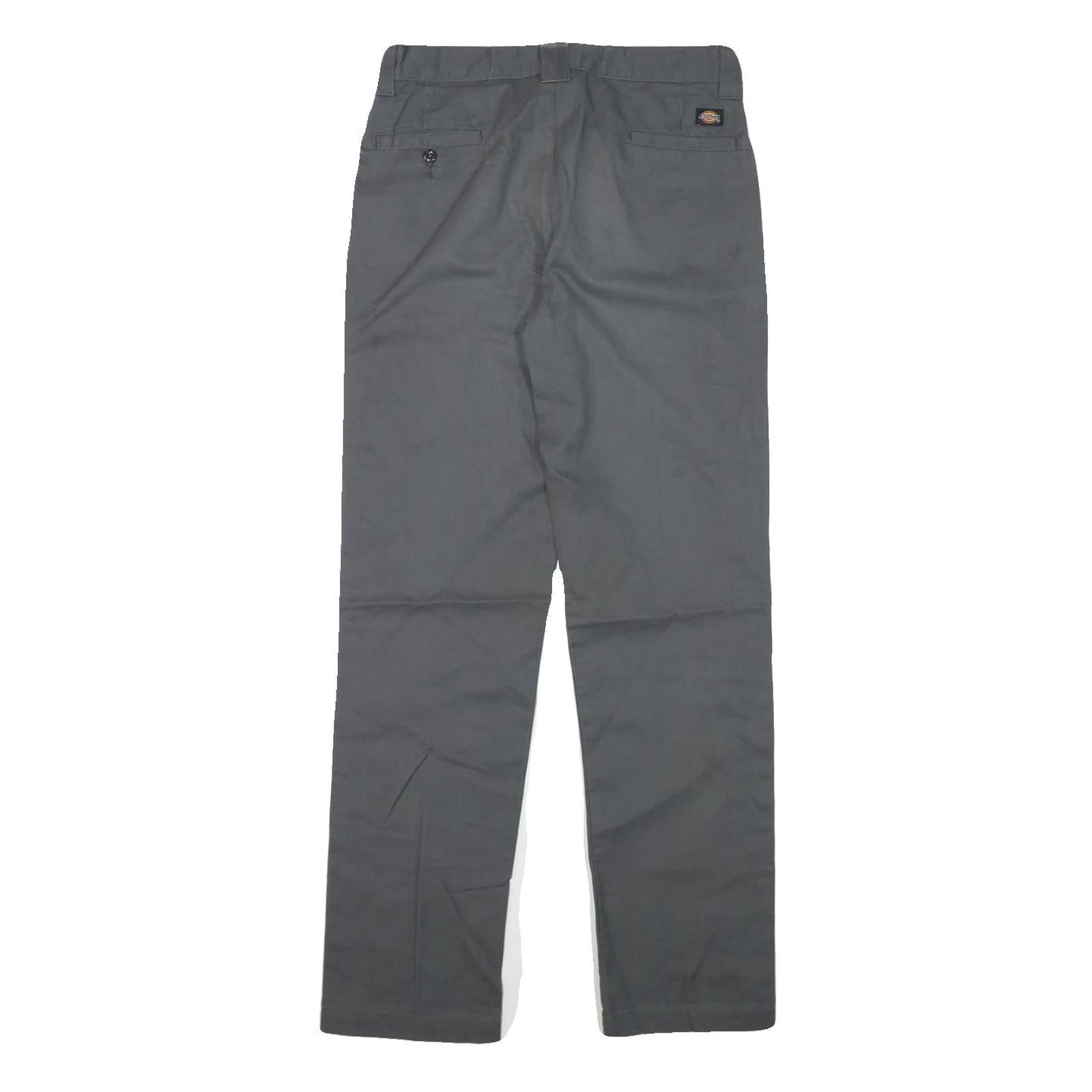 DICKIES Womens Cotton Blend Grey Regular Straight Trousers W26 L29 Workwear