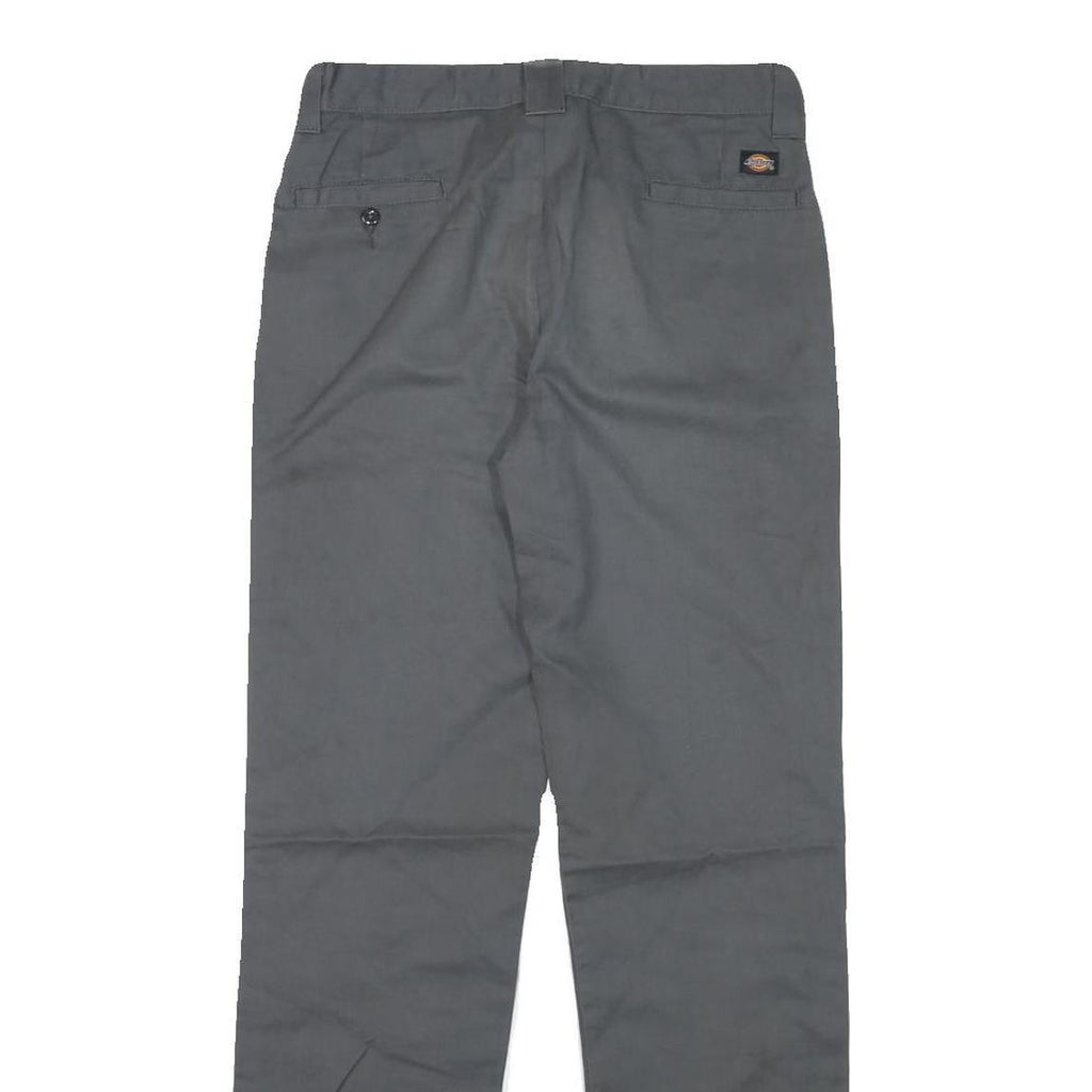 DICKIES Womens Cotton Blend Grey Regular Straight Trousers W26 L29 Workwear