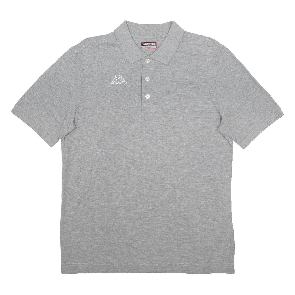 KAPPA Mens Grey Short Sleeve Plain L Cotton Polo Shirt Casual Sportswear