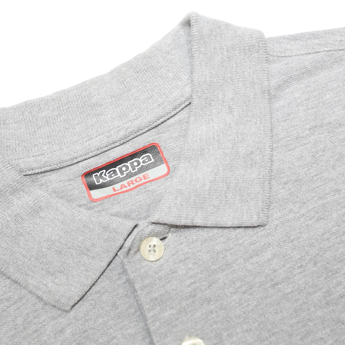 KAPPA Mens Grey Short Sleeve Plain L Cotton Polo Shirt Casual Sportswear