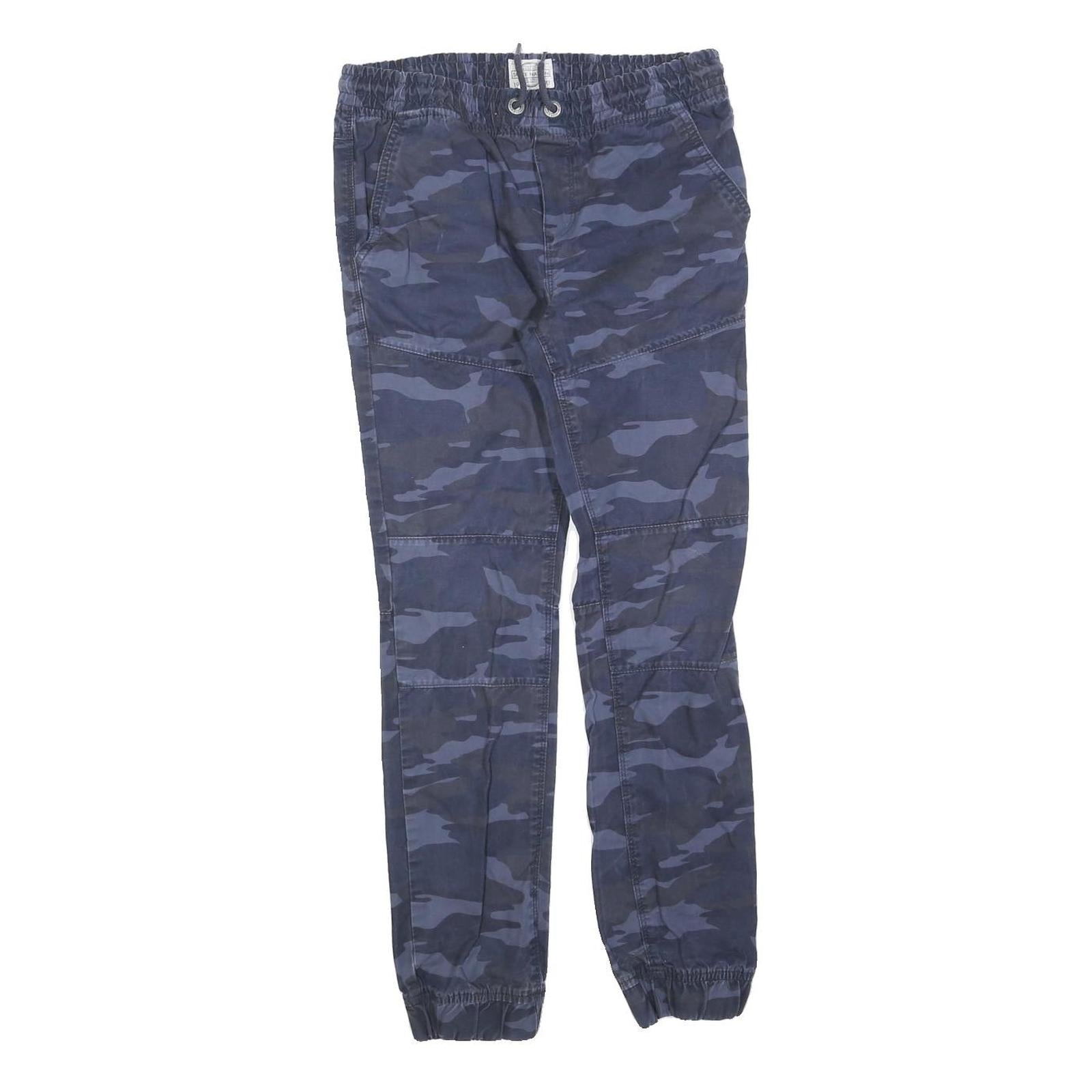 SKATE NATION Mens Cotton Blend Blue Camo Slim Tapered Trousers W28 L28