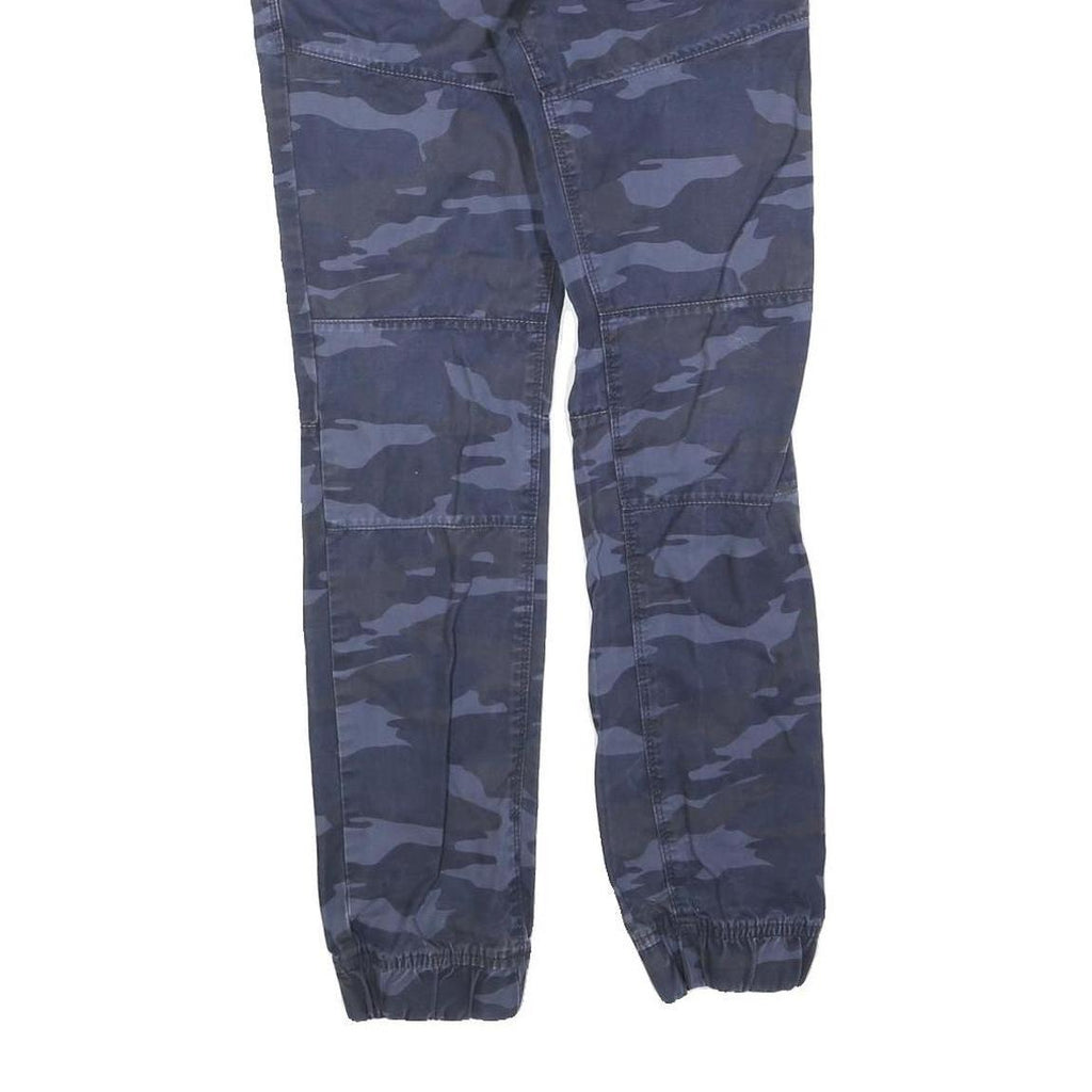 SKATE NATION Mens Cotton Blend Blue Camo Slim Tapered Trousers W28 L28