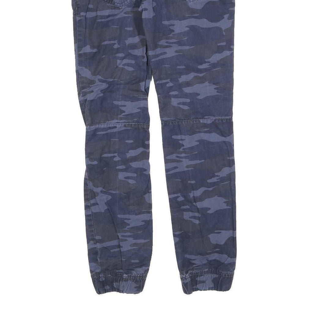 SKATE NATION Mens Cotton Blend Blue Camo Slim Tapered Trousers W28 L28