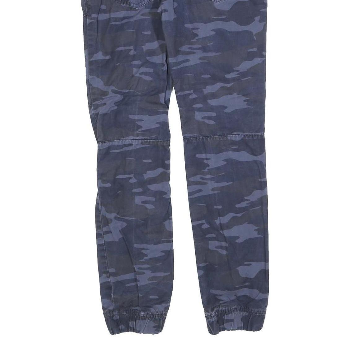 SKATE NATION Mens Cotton Blend Blue Camo Slim Tapered Trousers W28 L28