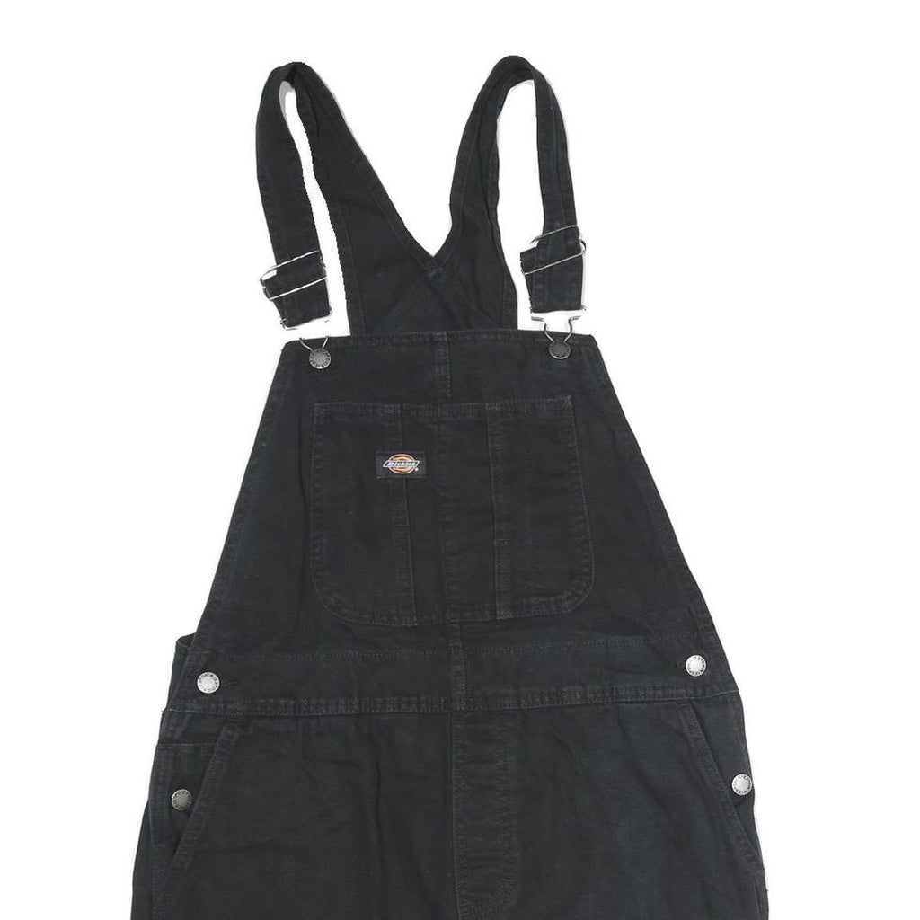 DICKIES Womens Black Cotton Dungarees Regular Fit L W34 L4 Adjustable Straps