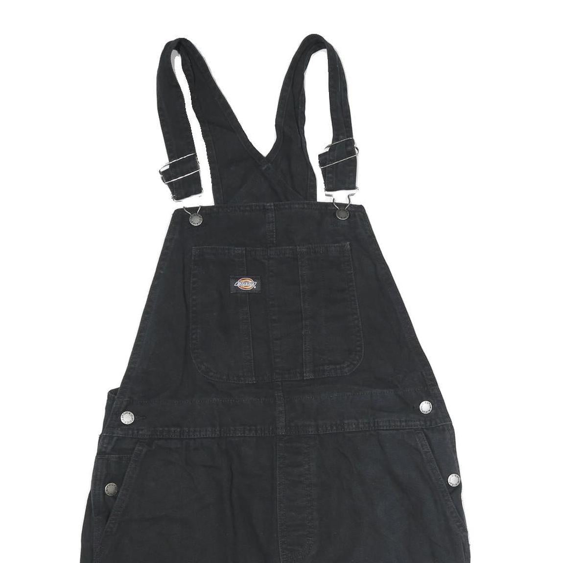 DICKIES Womens Black Cotton Dungarees Regular Fit L W34 L4 Adjustable Straps