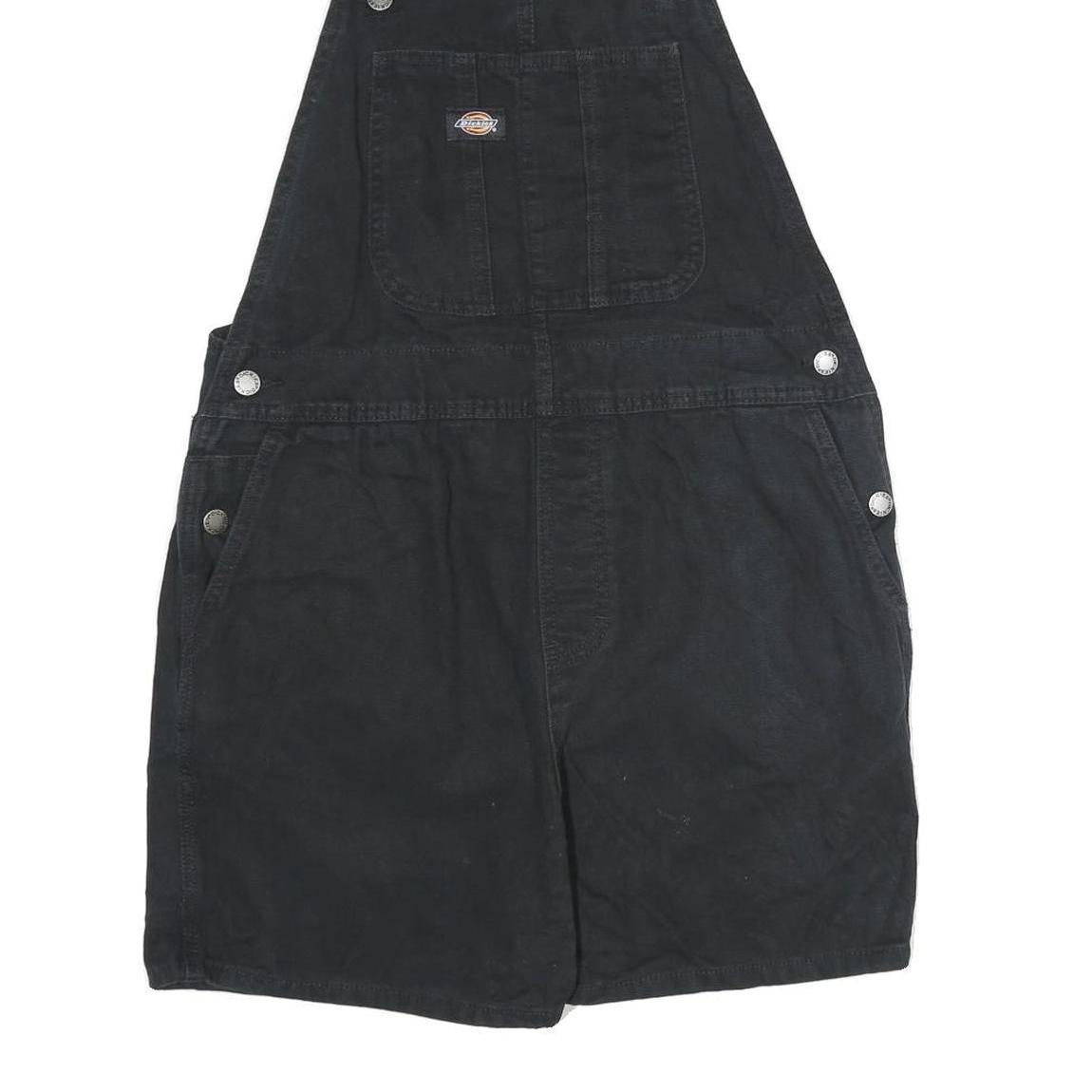 DICKIES Womens Black Cotton Dungarees Regular Fit L W34 L4 Adjustable Straps