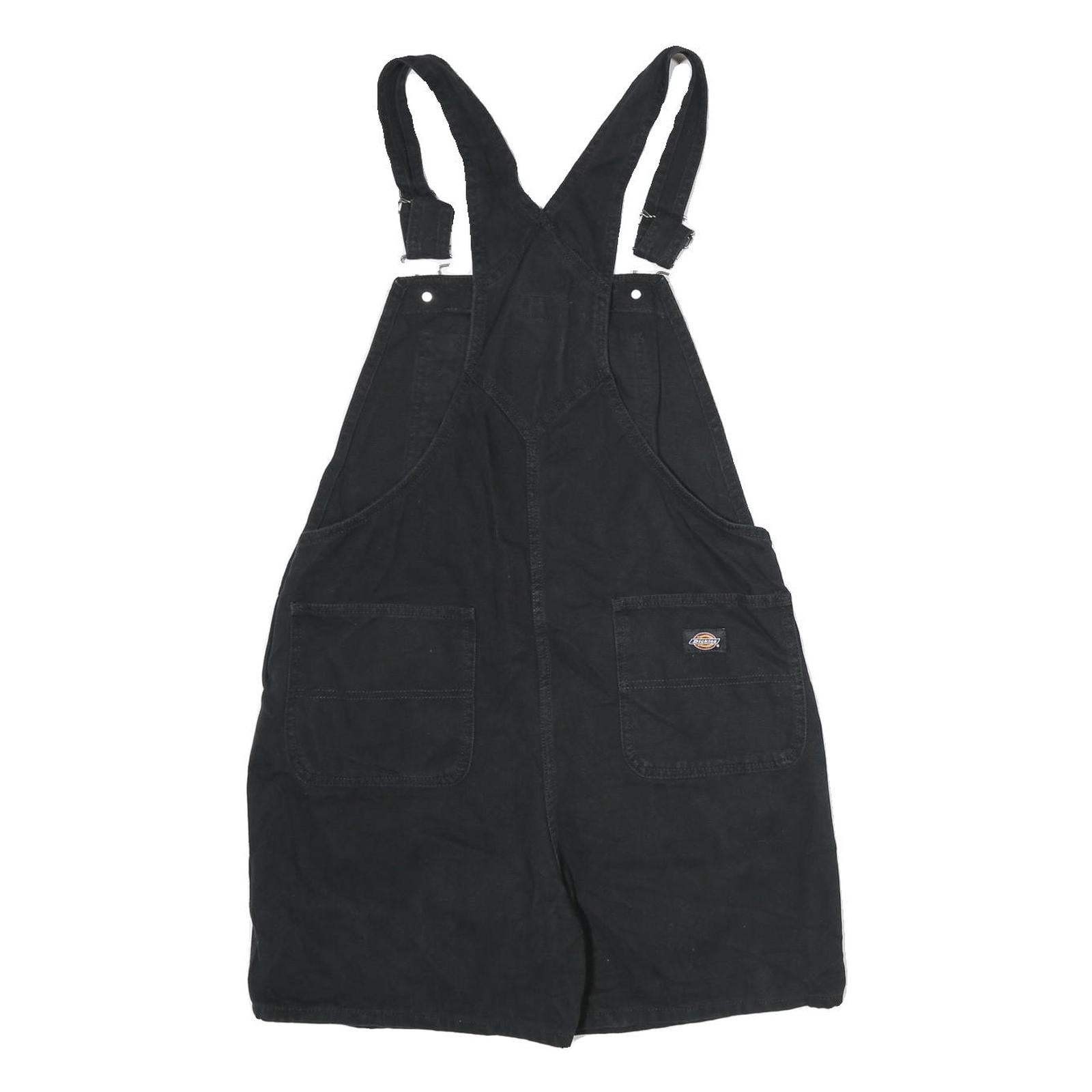 DICKIES Womens Black Cotton Dungarees Regular Fit L W34 L4 Adjustable Straps
