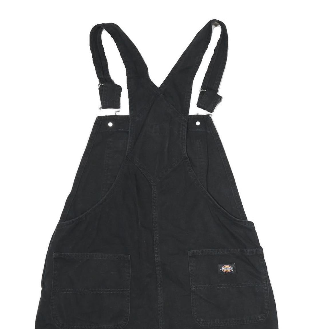 DICKIES Womens Black Cotton Dungarees Regular Fit L W34 L4 Adjustable Straps