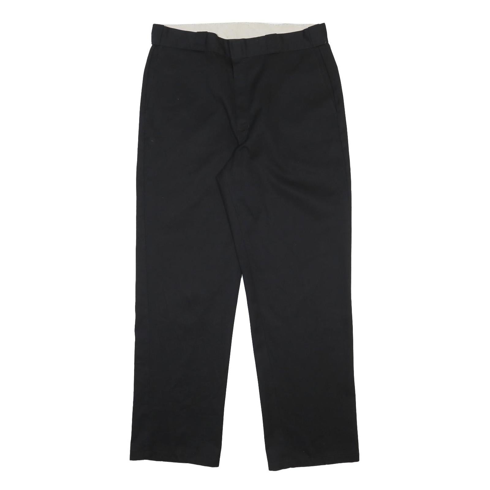 DICKIES Mens Cotton Blend Black Regular Fit Straight Leg Trousers W36 L32