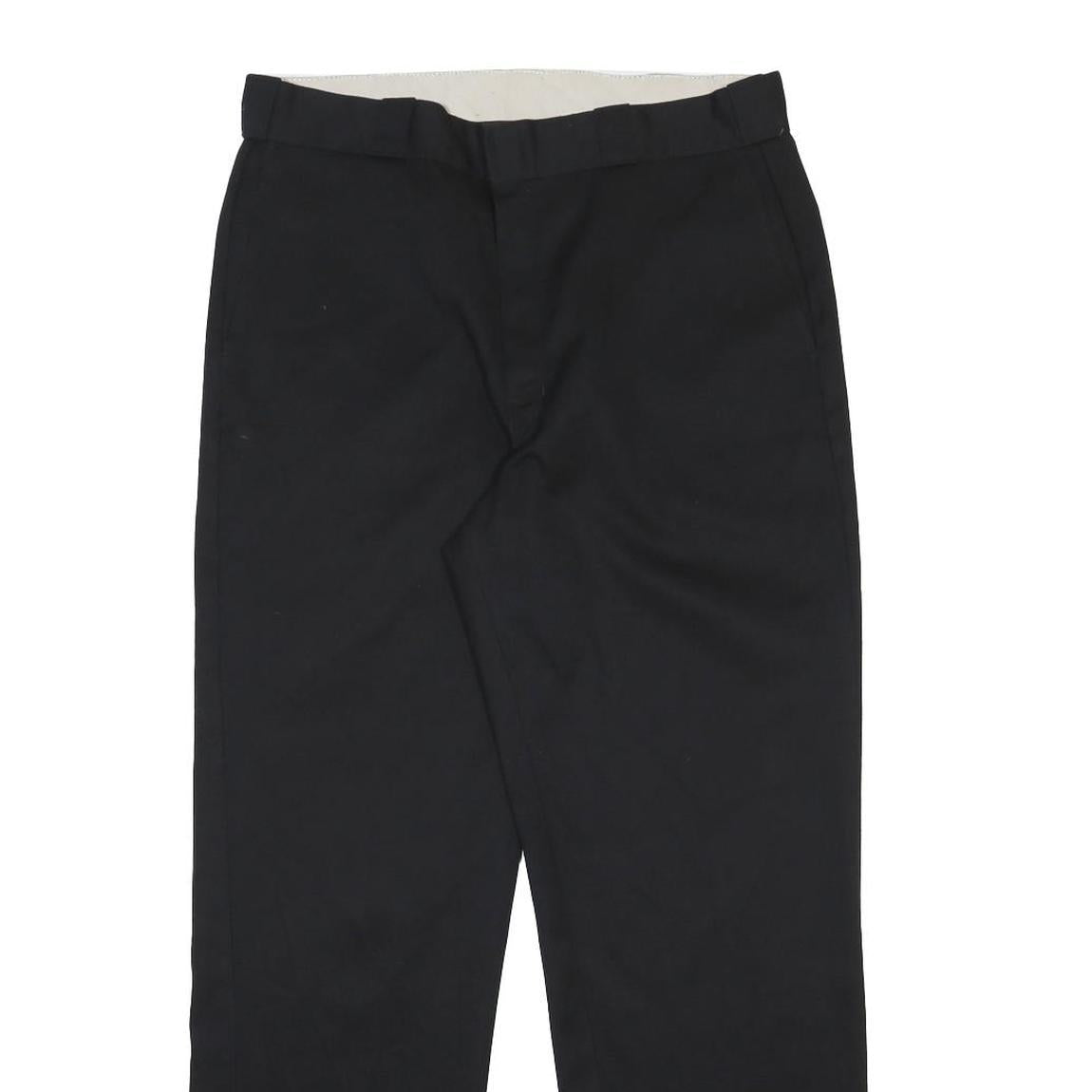 DICKIES Mens Cotton Blend Black Regular Fit Straight Leg Trousers W36 L32