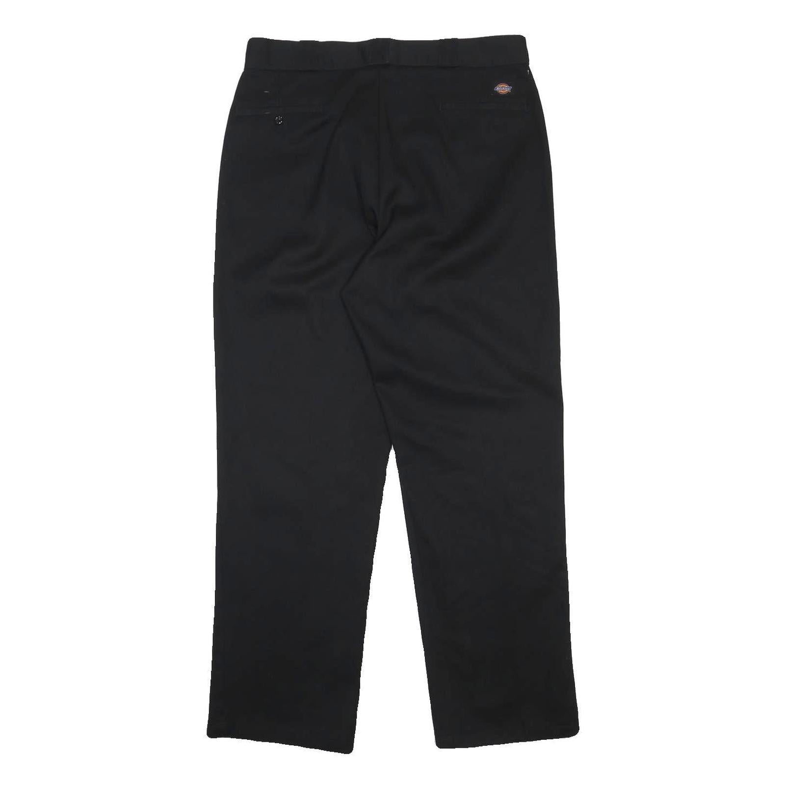 DICKIES Mens Cotton Blend Black Regular Fit Straight Leg Trousers W36 L32