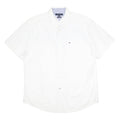 TOMMY HILFIGER Mens White Classic Fit Cotton Shirt XL Button Down Collar Short