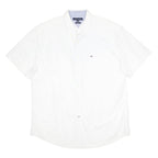 TOMMY HILFIGER Mens White Classic Fit Cotton Shirt XL Button Down Collar Short