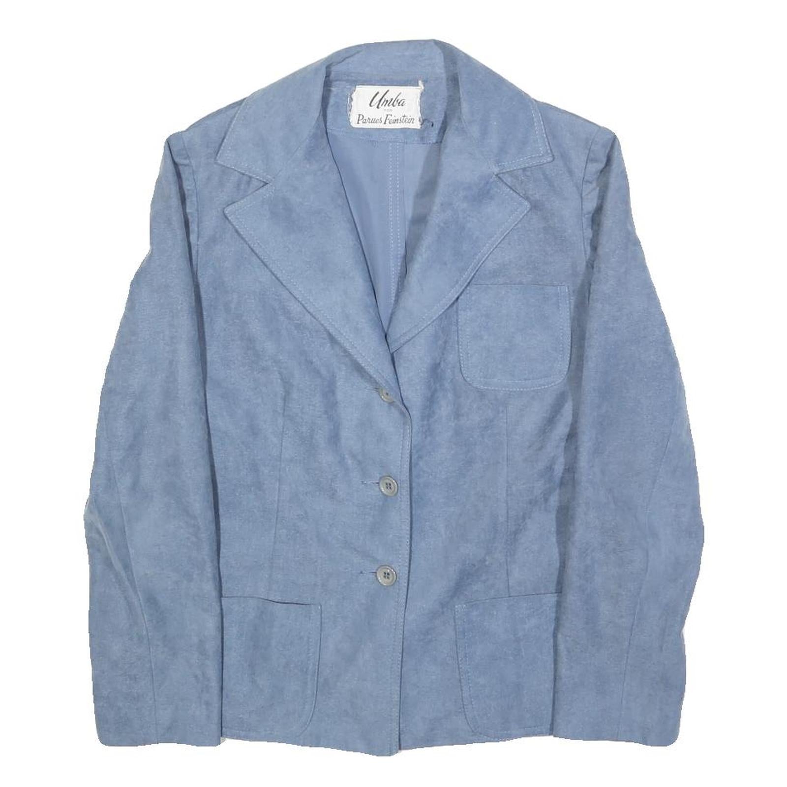 UMBA Womens Blue Button Jacket S Polyester Tailored Plain Stylish Classic