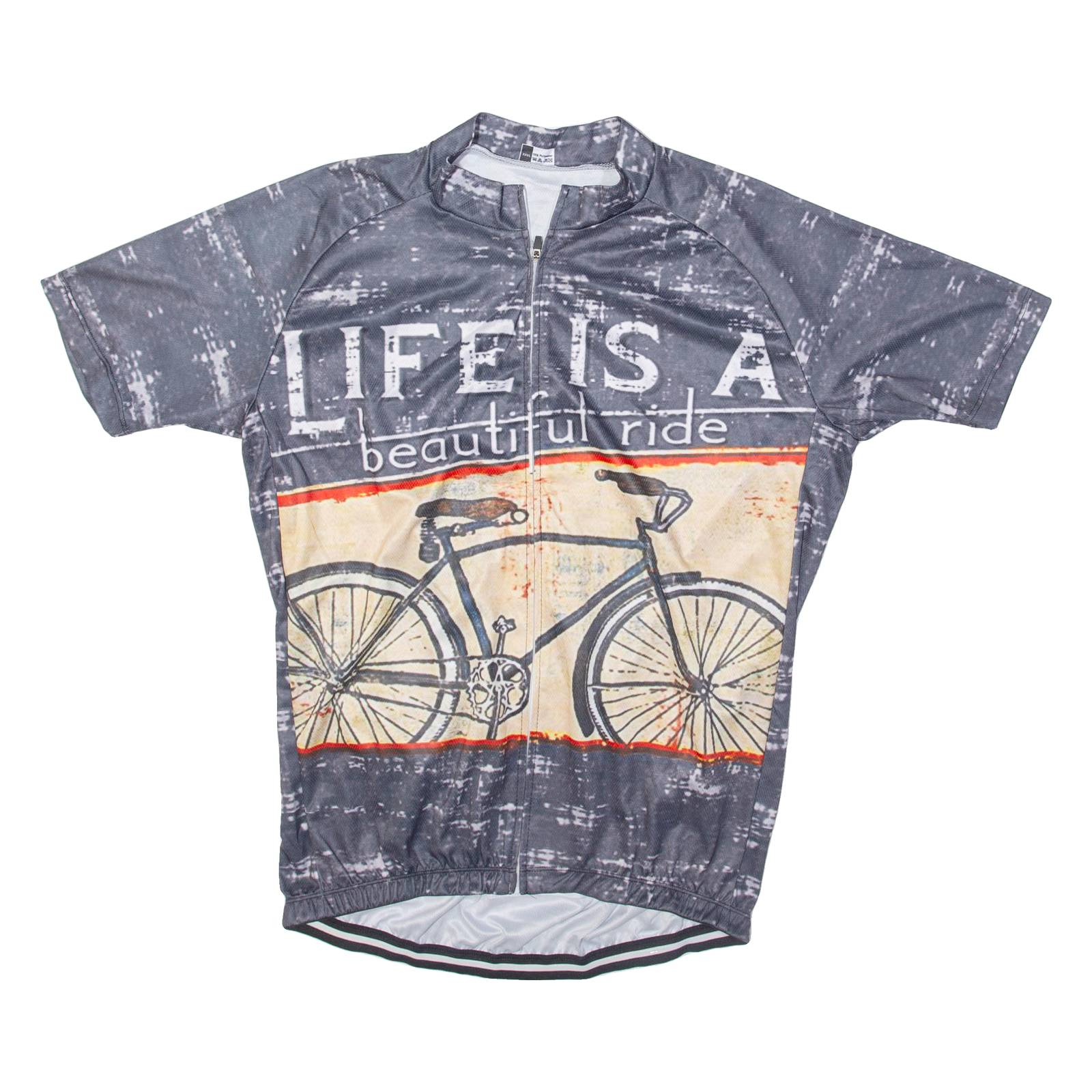 Full Zip Cycling Mens Jersey Grey 3XL