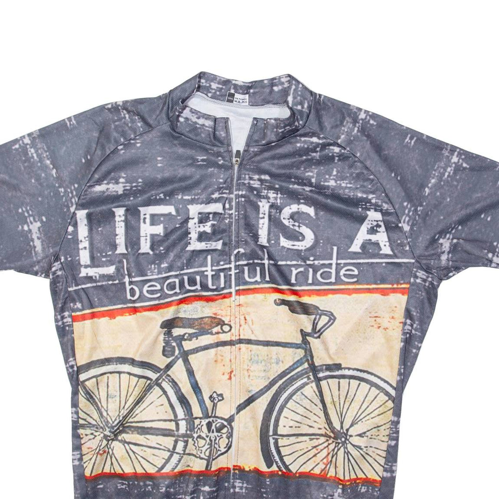 Full Zip Cycling Mens Jersey Grey 3XL