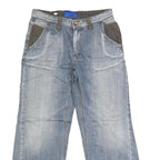 HIH JEANS Mens Regular Fit Straight Blue Denim Light W32 L29 Cotton Blend Zip