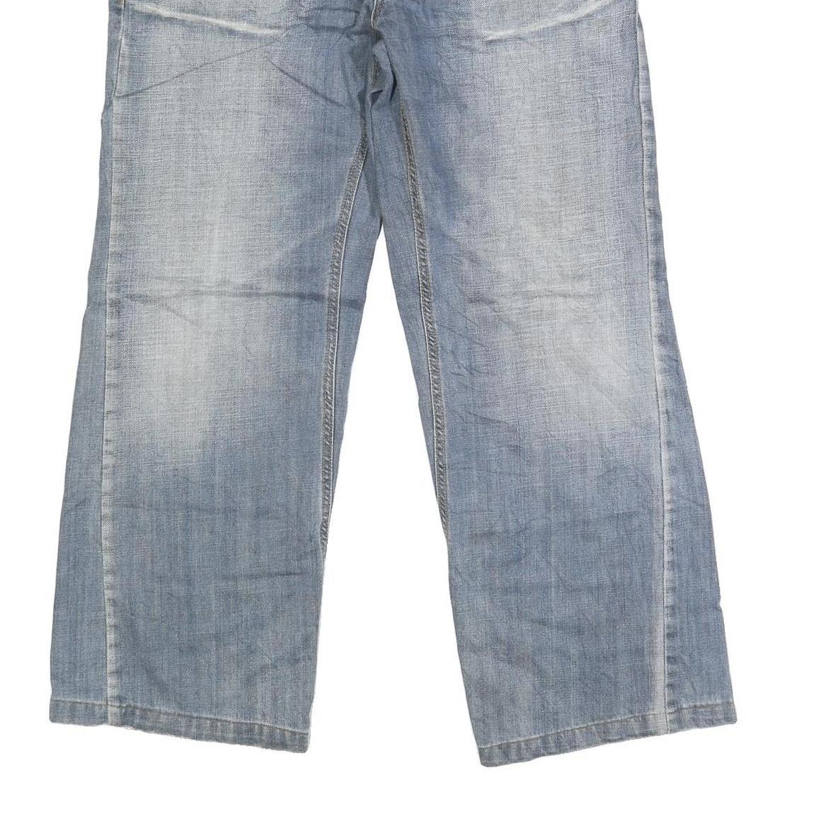 HIH JEANS Mens Regular Fit Straight Blue Denim Light W32 L29 Cotton Blend Zip