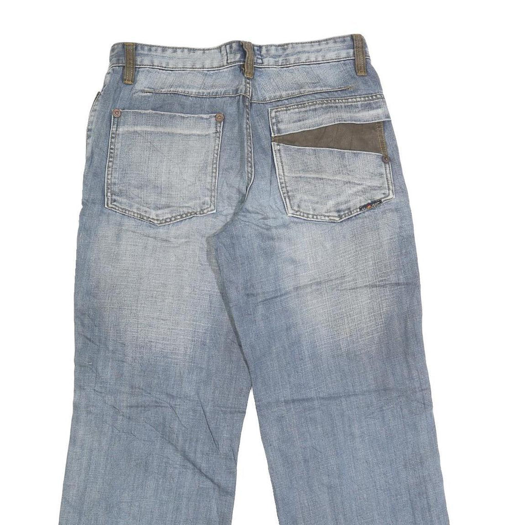 HIH JEANS Mens Regular Fit Straight Blue Denim Light W32 L29 Cotton Blend Zip