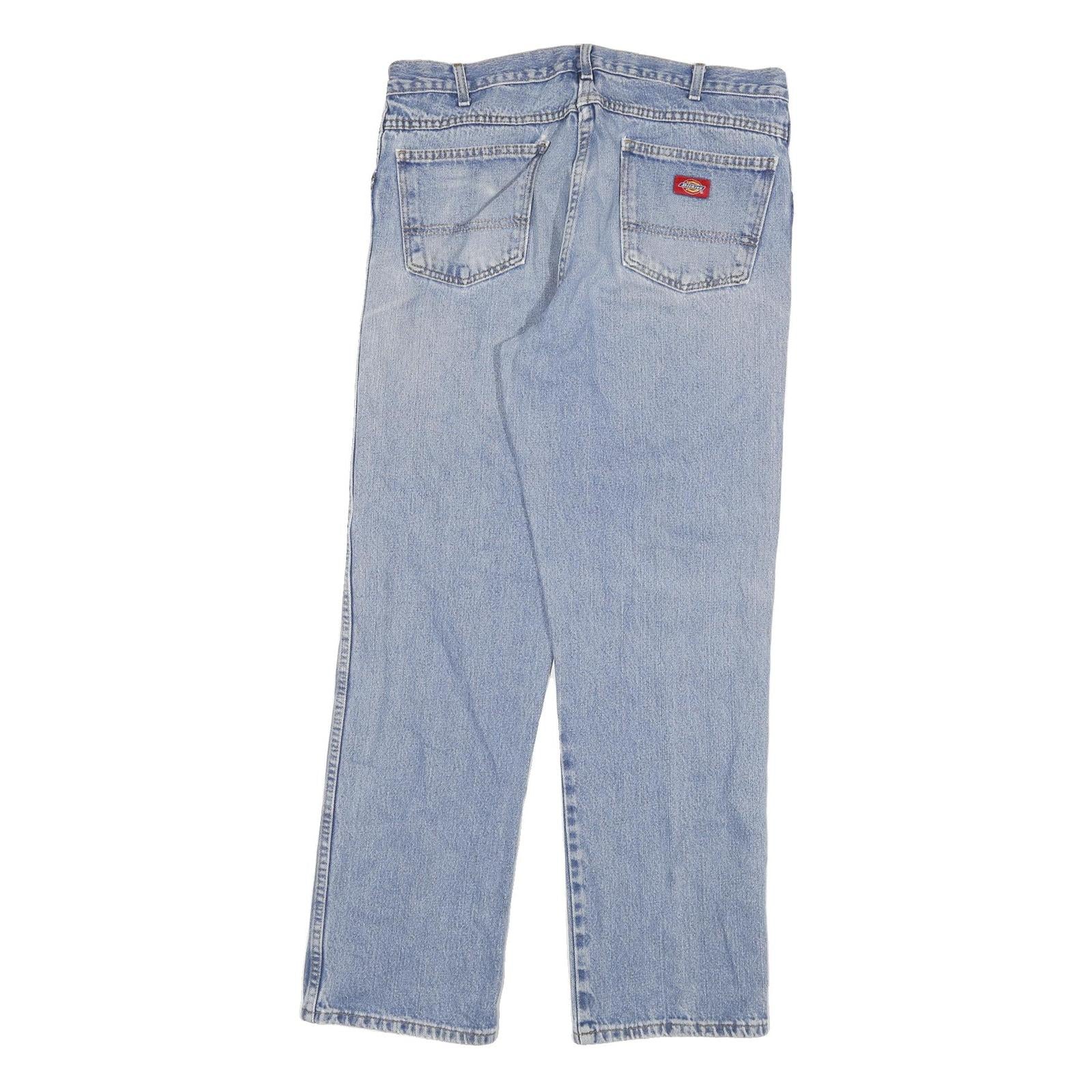 DICKIES Mens Jeans Blue Regular Straight Denim Light W34 L31 Classic Cotton