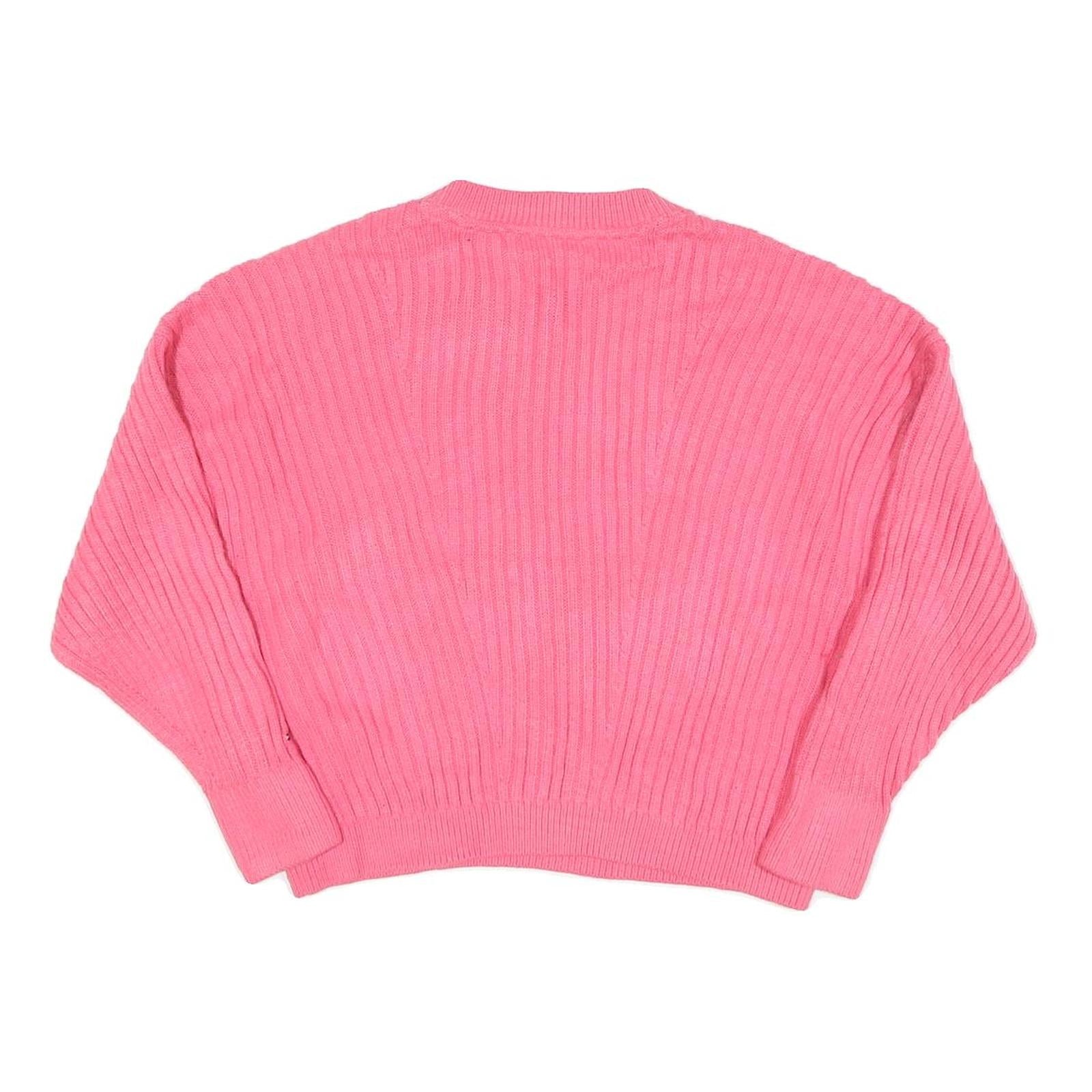 TOMMY HILFIGER Womens Pink Cable Knit Jumper Crew Neck M Cotton Blend Casual
