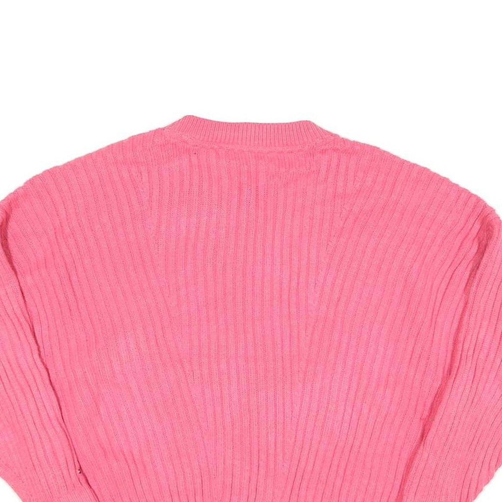 TOMMY HILFIGER Womens Pink Cable Knit Jumper Crew Neck M Cotton Blend Casual