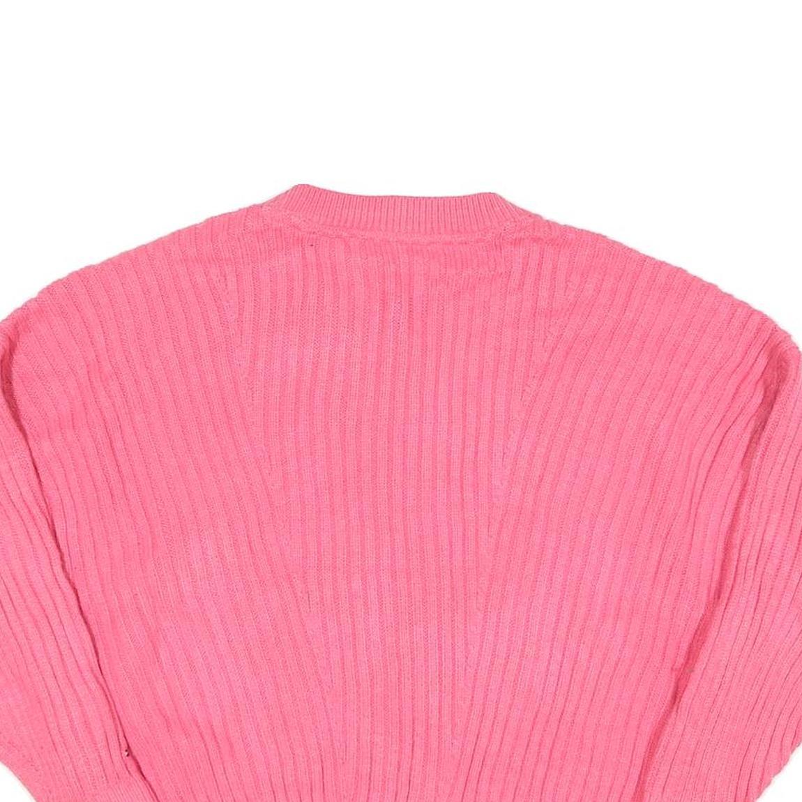 TOMMY HILFIGER Womens Pink Cable Knit Jumper Crew Neck M Cotton Blend Casual