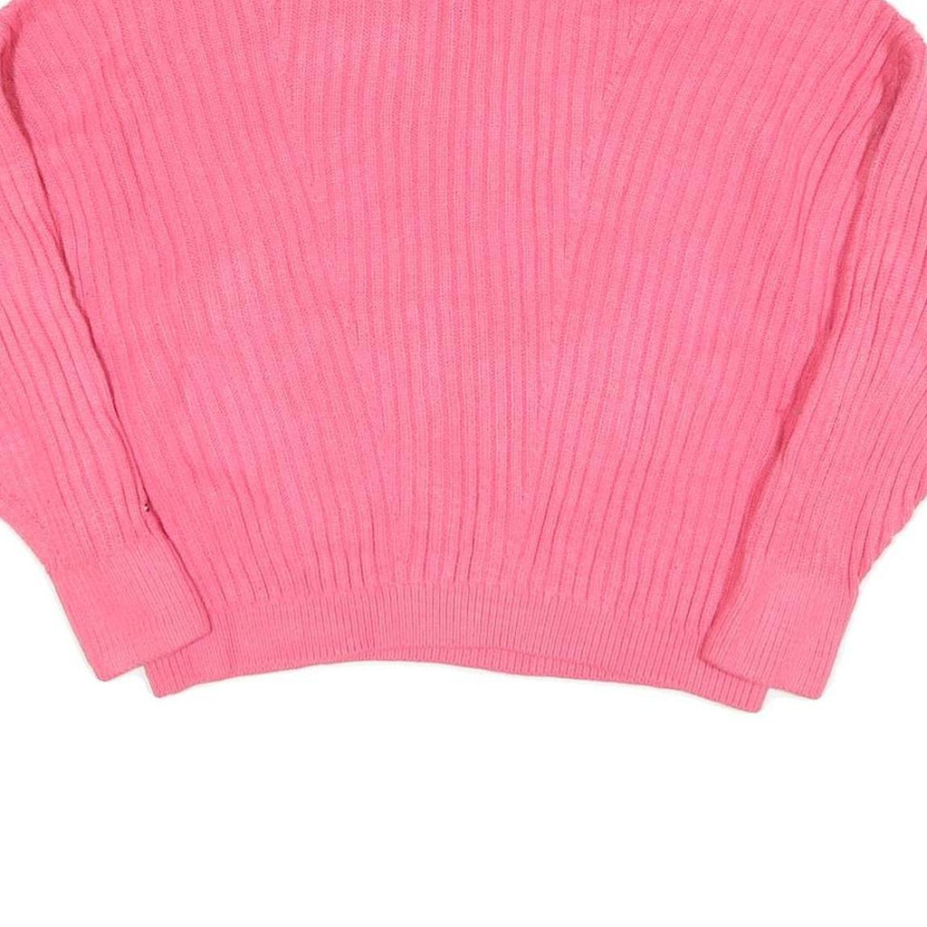 TOMMY HILFIGER Womens Pink Cable Knit Jumper Crew Neck M Cotton Blend Casual
