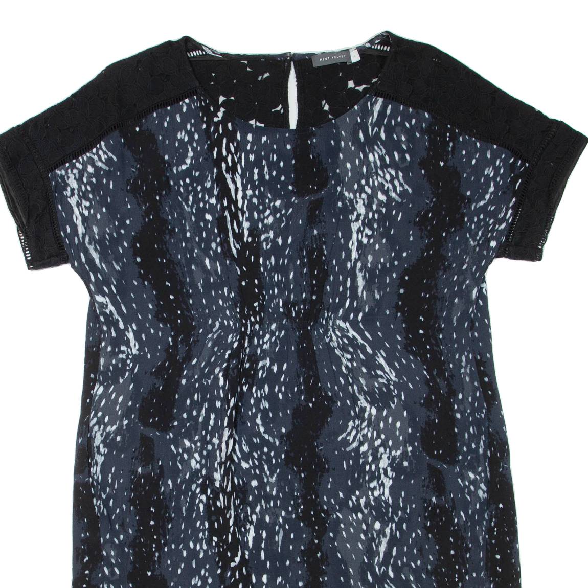 MINT VELVET Womens T-Shirt Dress Grey Spotted Short Sleeve Short UK 18
