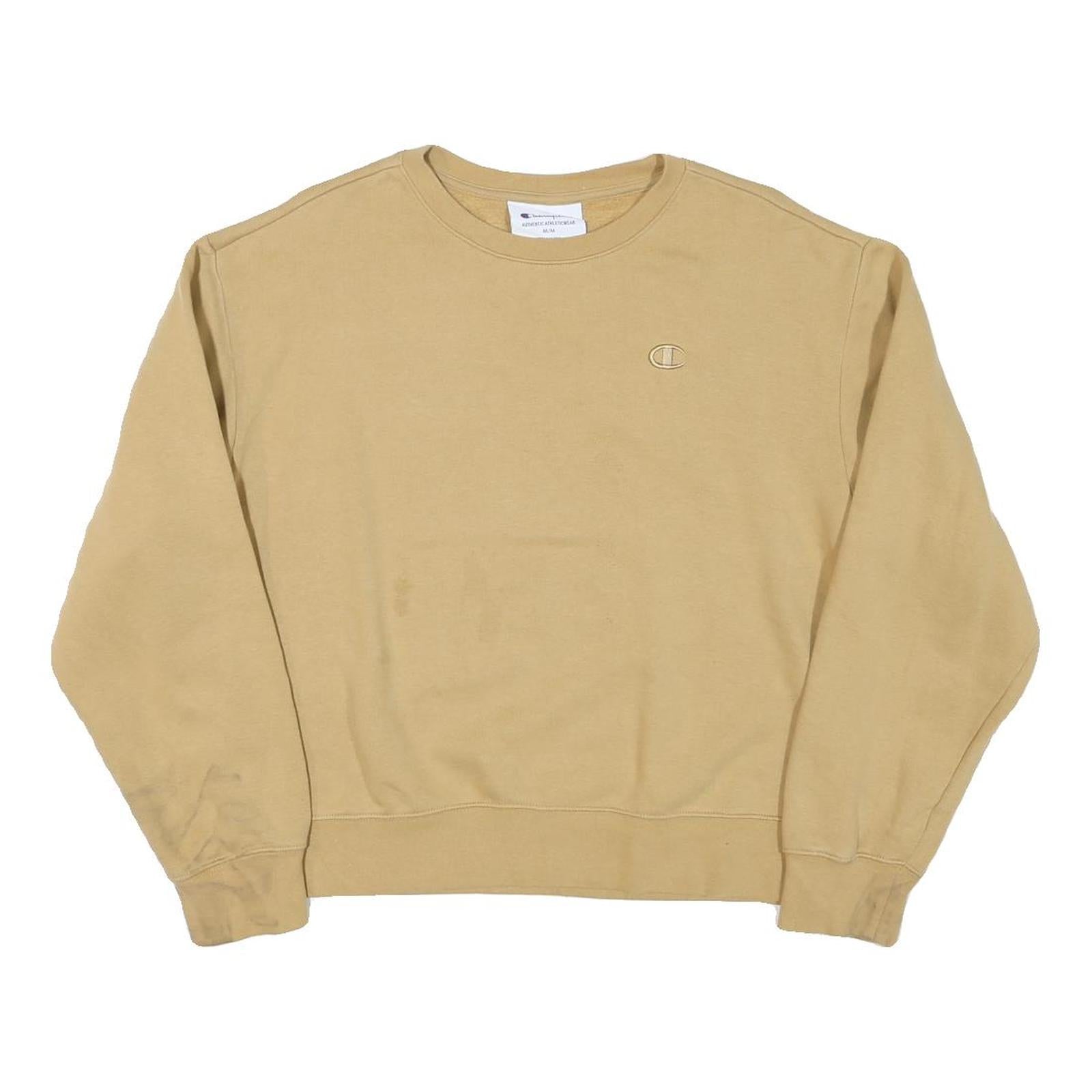 CHAMPION Womens Beige Crew Neck M Classic Logo Cotton Blend Pullover Sweatshirt